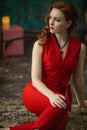 Beautiful effectual red-haired girl. Red Hair. Fashion Girl Portrait .