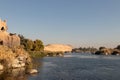 Beautiful Egyptian landscape in the desert close to the Nile river with rocky bank in the north of Africa Royalty Free Stock Photo