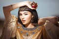 Beautiful Egyptian woman like Cleopatra outdoor