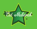 Beautiful Eid Mubarak illustration with stars in vibrant green color. Royalty Free Stock Photo