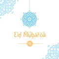 Eid mubarok with mosque illustration, template islamic greeting card 