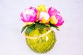 Beautiful Ekibana of peonies flowers in a green vase Royalty Free Stock Photo