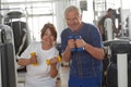 Beautiful elderly couple in a gym. Royalty Free Stock Photo