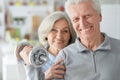 Beautiful elderly couple in a gym Royalty Free Stock Photo