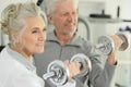 Beautiful elderly couple in a gym Royalty Free Stock Photo