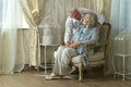 Beautiful elderly couple at home Royalty Free Stock Photo