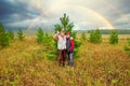 beautiful elderly couple in love in nature shows that everything