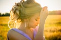 Beautiful elegance girl on sunset Royalty Free Stock Photo