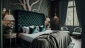 Beautiful elegant bedroom inerior design, Generative AI Royalty Free Stock Photo