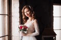 Beautiful elegant bride in white dress Royalty Free Stock Photo