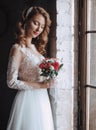 Beautiful elegant bride in white dress Royalty Free Stock Photo