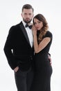 Beautiful elegant couple on dark background Royalty Free Stock Photo