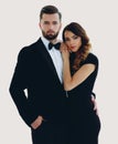 Beautiful elegant couple on dark background Royalty Free Stock Photo