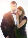 Beautiful elegant couple on dark background Royalty Free Stock Photo