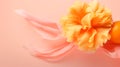 Beautiful elegant floral background in trendy peachy pink color with orange carnation flower wavt texture. Design template for Royalty Free Stock Photo