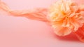 Beautiful elegant floral background in trendy peachy pink color with orange carnation flower wavy texture. Design template for Royalty Free Stock Photo