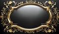 Beautiful elegant frame with gold on an elegant black background, congratulations on your wedding day.