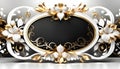 Beautiful elegant frame with gold on an elegant black background, congratulations on your wedding day.