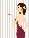 A beautiful elegant girl drinking a cup of wine on Royalty Free Stock Photo