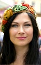 Beautiful elegant lady in the knitted beret