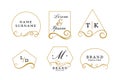 Beautiful elegant logos or wedding monograms collection Royalty Free Stock Photo