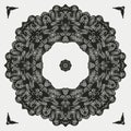 Beautiful and elegant monochromatic symmetrical mandala designs on solid sheet of wallpaper. Concept of home decor Royalty Free Stock Photo