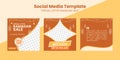 Beautiful and elegant orange and chocolate promotional social media templates are used for online businesses.