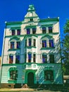 Vintage richly decorated fasade of apartment house in Liberec, Czech Republic