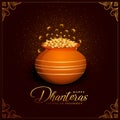 beautiful and elegant shubh dhanteras cultural event background with golden coin pot