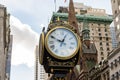 Beautiful Elegant Trump Tower Clock on Fifth Avenue in Front of USA Former President`s Residence in Midtown Manhattan, New York .