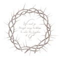 Beautiful elegant watercolor crown of thorns illustration with strengthen inspiring comforting Bible quote