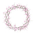 Beautiful elegant watercolor flowering blooming crown of thorns resurrection illustration