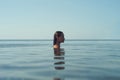 Beautiful elegant woman in the sea Royalty Free Stock Photo