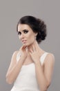 Beautiful Elegant Woman in White Dress Wearing Jewelry Royalty Free Stock Photo