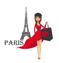 Beautiful elegant women Shopping in Paris - banner
