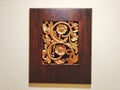 Beautiful elegant wood carving on the wall Royalty Free Stock Photo
