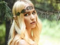 Beautiful elf girl in woods Royalty Free Stock Photo