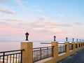 Beautiful embankment at sunset time, seashore