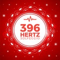 Beautiful Emblem of 396 Hertz. Solfeggio Frequency. Isolated Vector Illustration