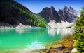Beautiful Emerald Green Lake High Mountains, Canada Royalty Free Stock Photo