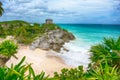 Beautiful empty Caribbean beach in Tulum Royalty Free Stock Photo