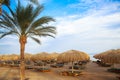 Beautiful empty resort beach at sunset time