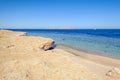 Beautiful empty sandy beach, Red Sea Egypt Royalty Free Stock Photo