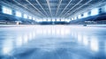 Beautiful empty winter background and empty ice rink with lights. Generative Ai Royalty Free Stock Photo