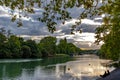 Beautiful end of the afternoon lights on Marne River, France Royalty Free Stock Photo