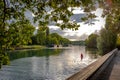 Beautiful end of the afternoon lights on Marne River, France Royalty Free Stock Photo