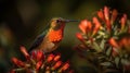 A Rufous Hummingbird - Selasphorus Rufus - Generative AI