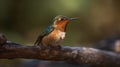 Beautiful Endangered Rufous Hummingbird - Selasphorus Rufus - Generative AI