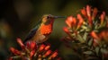 The Beautiful Endangered Rufous Hummingbird - Selasphorus Rufus - Generative AI