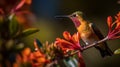 The Beautiful Endangered Rufous Hummingbird - Selasphorus Rufus - Generative AI